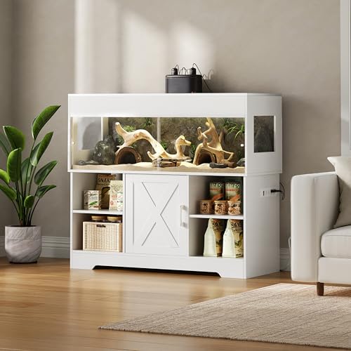 Image of Herture 60 Gallon Reptile Tank with Stand,Reptile Enclosure with Cabinet