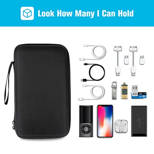 Procase Hard Travel Tech Organizer Case Bag For Electronics Accessories Charger Cord Portable External Hard Drive Usb Cables Power Bank Sd Memory Cards Earphone Flash Drive -Black #TOP2
