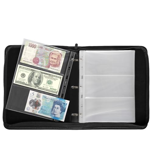 Jucoan 25 Sheet Coin Collection Pages, Total 535 Pockets 5 Sizes Coin Pages Currency Page, Standard 9 Holes Coin Binder Insert Sleeves For Coin Album thumb #4