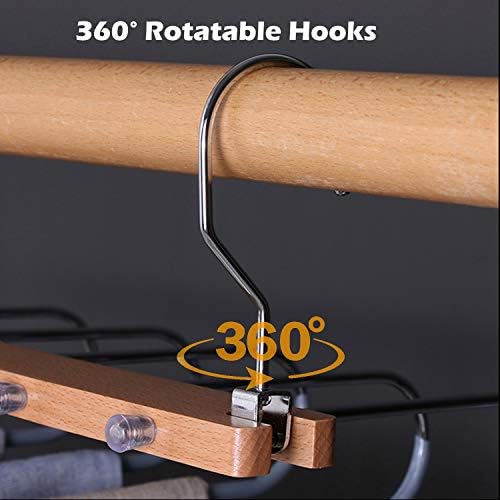 HuPop Magic Pants Hanger Rack - Space Saving Trousers Hanger Rack 5 in 1 Wooden Stainless Steel Wardrobe Closet Storage Organizer Racks for Clothes Trousers Jeans Slacks