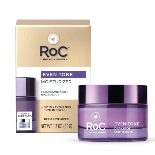 RoC Even Tone + Lift Moisturizing Night Cream (New Look Same Formula) Anti Aging Formula for Dark Spots & Discoloration Hydrating Skin Tone Corrector for Face & Neck (Packaging May Vary) - 1.7 oz