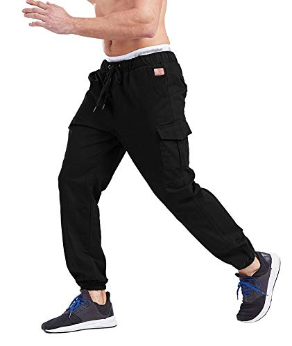 HAHAEMMA Joggingbroek voor heren, slim fit, cargo-chinos, casual, jogger, sportbroek, vrijetijdsbroek, jeans broek met zakken, joggers, activewear, broek, stretch, zwart, herfst en winter, M-4XL - Image 4