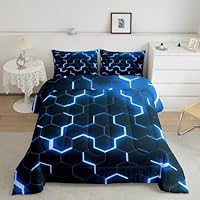 Set Biancheria Letto Singolo Blu E Nero - Motivo Geometrico, Microfibra, Per Bambini E Ragazzi - Foto 11