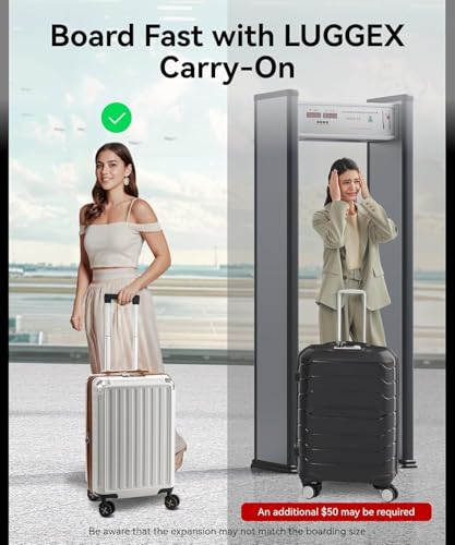 LUGGEX Carry On Luggage Sets 2 Piece with Spinner Wheels - PC Expandable Hard Suitcases - Carry on and Checked Luggage Set Black Suitcase3