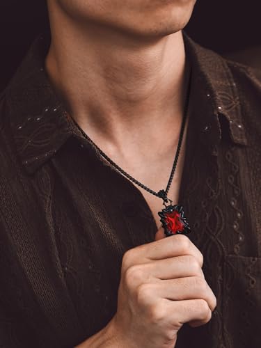 Bandmax Gothic Stone Pendant Necklaces for Men Women Stainless Steel Dragon Claw Ruby/Blue Topaz/Emerald/Black Onyx Gemstone Pendant Goth Punk Designer Necklace Halloween Jewelry4