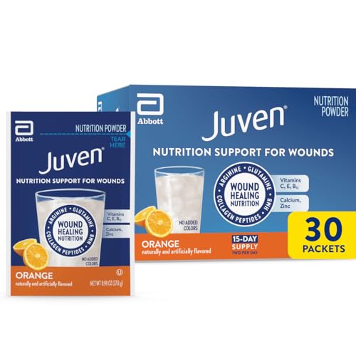Juven Therapeutic Nutrition Drink Powder Including Collagen Peptides Amino Acids and HMB for Wound Healing Support Orange 30 Packets