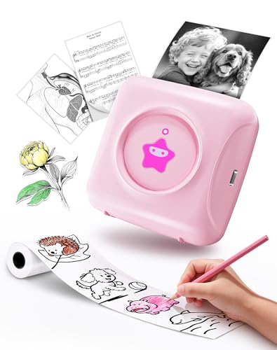 Image of vretti Sticker Printer, TP2-Y Mini Portable Thermal Printer Inkless Sticker | Bluetooth Label Maker Machine Pocket Instant Print for Study Graphics, Anatomical Diagrams, Photos, Students
