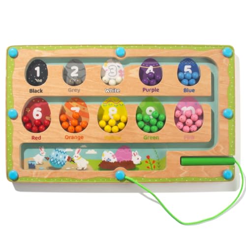 Image of WOODENFUN Magnetic Color Number Maze for Toddlers,Montessori Counting Board