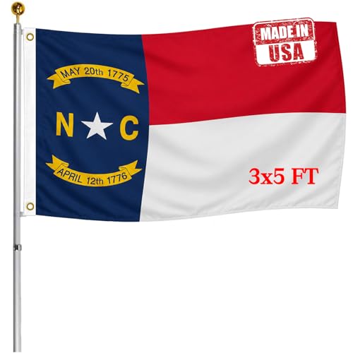 Hypoth Double Sided North Canrolina Sates Flag 3x5 FT Outdoor- UV Fade Resistant 3Ply NC Canrolina Flags Canvas Header with 2 Brass Grommets Easy to Rising