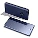 Produktbild FNBK Huawei P9 Lite 2017 Hülle Spiegel Cover Mirror Case Flip Schutzhülle Blau Handyhülle Wallet Handy PC Bumper Backcover Stand Stoßfest Bookstyle Männer Frauen Handytasche