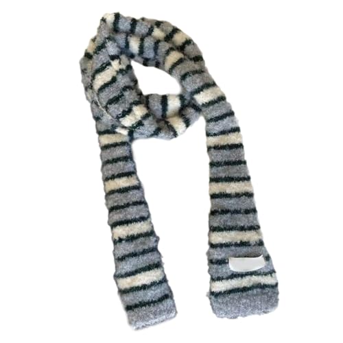 Elegant Women's Striped Knit Scarf - Long Tie Wrap Choker with Bag Handle3