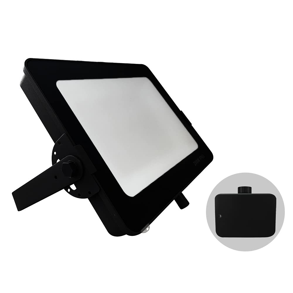 G.w.s Cool White (6000K) G.w.s® Infinity 200W 18000-20000Lms, Black Casing Outdoor Ip65 Waterproof Led Floodlight With Photocell Dusk Till Dawn Sensor, Energy Saving Security Light