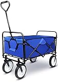 Collapsable Wagon Carts Folding Utility Outdoor Garden Beach Wagon for Kids and Shopping Cart for Groceries with Wheels Adjustable Handle(176LBs)