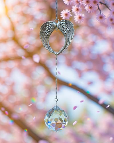 Grief Memorial Gift, 40mm Crystal Angel Ornament, Suncatchers for Windows Hanging Rainbow Maker, Sympathy Gifts for Loss of Loved One, Miscarriage, Bereavement, Dog, Funeral, Remembrance