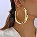 Chunky Gold Silver Hoop Earrings for Women Wide Flat Huggie Hoops Dangle Earrings Big Large Punk Smooth Surface Statement Earrings Fashion Jewelry (B Gold)