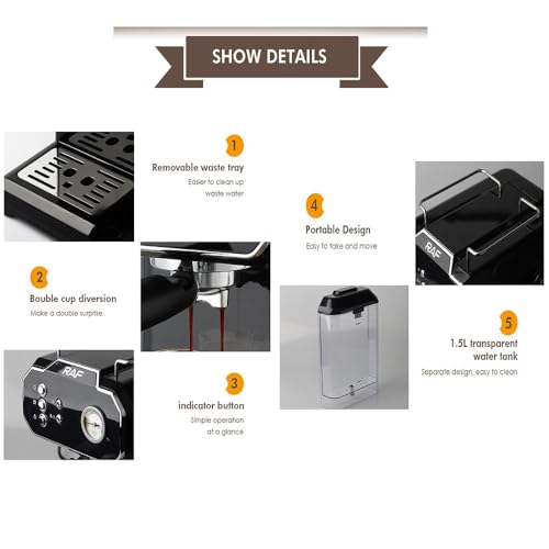 Cafetera espresso automática con vaporizador y capacidad 1.5 L miniatura 7