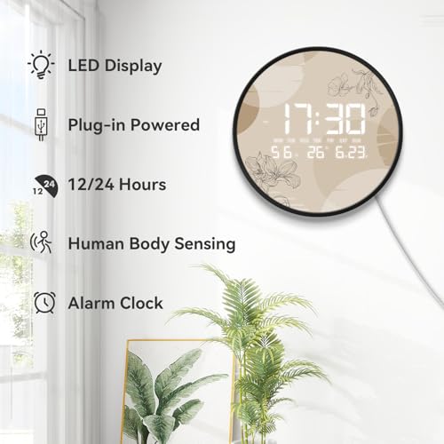 Digital LED Wall Clock for Home & Office, Bohemian, 12'' - Image 3