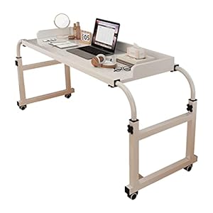 WJFTODAY Höhenverstellbarer Betttisch mit Rollen, Weiß