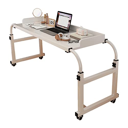 WJFTODAY Höhenverstellbarer Betttisch mit Rollen, Weiß