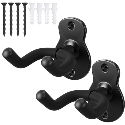 Tatuo 2 Pcs Crossbow Hanger for Wall Vertical Rack Wall Mount Metal Crossbow Holder Compound Bow Hanger Holder Displays Rack Guitar Hooks Rifle Storage Securely Holds Airsoft Firearm (Black)