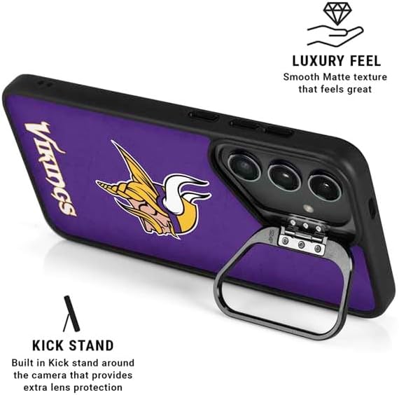 Skinit Kickstand Phone Case Compatible with Galaxy S25 Ultra - Officially Licensed NFL Minnesota Vikings Distressed Design