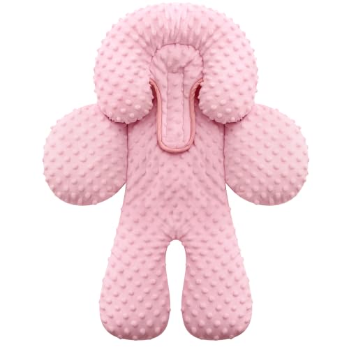Image of Pro Goleem Infant Car Seat Insert, Baby Head Neck Body Support, Soft Minky Newborn Car Seat Insert, 2-in-1 Reversible, Boys and Girls, Dusty Pink