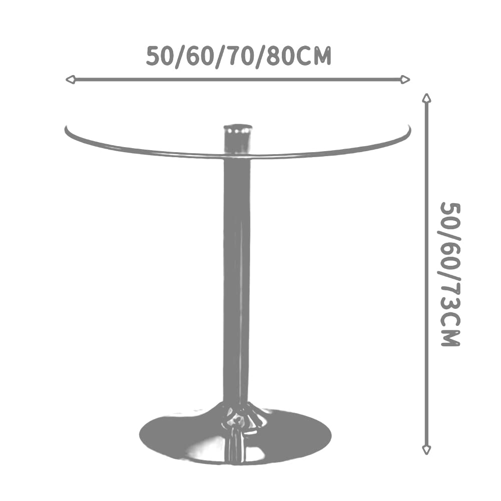 Table de bistrot ronde en verre trempé avec support chromé 70 cm Couleurs transparentes