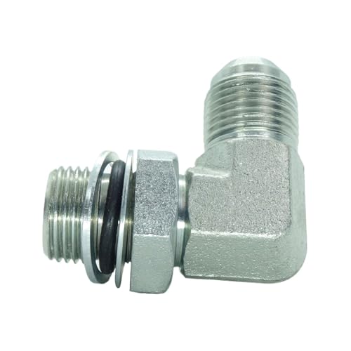 Image of 1 Piece Hydraulic Fitting 1 /2 Male JIC (3 /4 inch-16) X M18 x 1.5 Male Metric 90 Degree Elbow Adapter