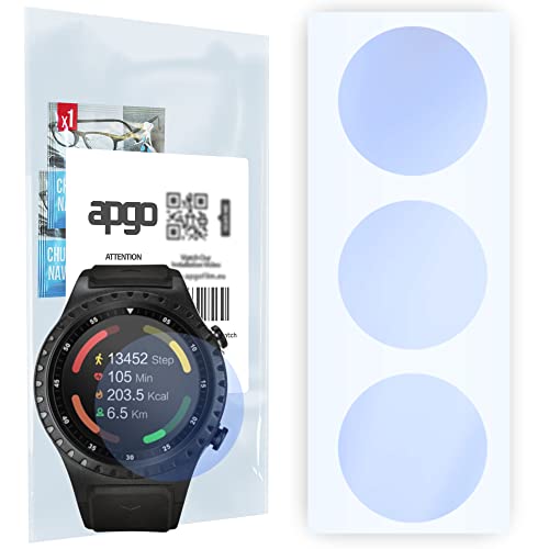apgo Displayschutzglas 3 Stück für Acme SW302 Smartwatch, Hybrid 9H, Bildschirmschutz, Schutzglas mit Full Glue [Klar, Kratzfest]