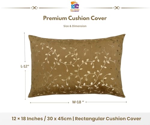 Image of RD TREND Velvet Rectangular 12x18 Inches Cushion Covers Set of 2 | Throw Pillow Covers for Sofa, Bed & Living Room | Perfect for Home Decor Golden Brown