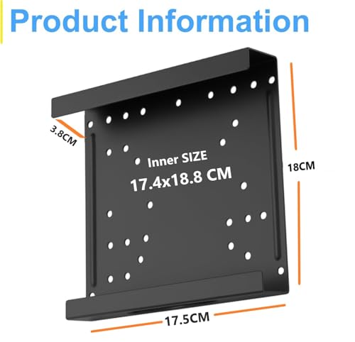 Image of XIKKART Universal Tiny Desktop PC Stand | 18x17.5x3.8CM Compact CPU Holder for Monitors | Under Desk and Wall Mounting Bracket Metal Frame Computer Cabinet Stand for Tabletop, Home, Office, Study Use