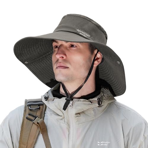 Image of Fishing Hat, UPF50+ Wide Brim Sun Hat for Men Women, UV Protection Hiking Beach Bucket Hats Summer Safari Hat