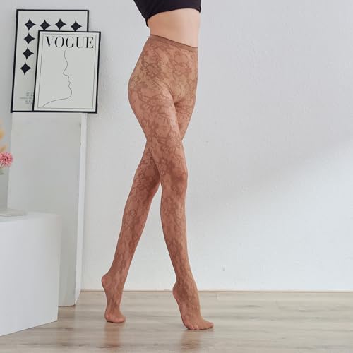 Image of Sahabowi Fishnet Pantyhose For Women Sheer High Waist Tights Control Top Mesh Stockings, Pantyhose12