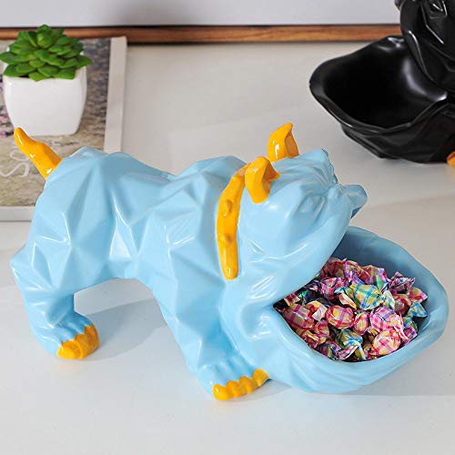 Petite statue bouledogue abstrait céramique bleu artisanat - 3