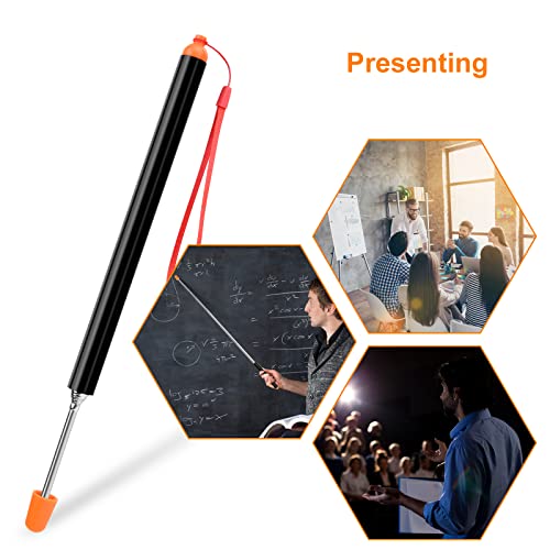 Vicloon Zeigestab Ausziehbar,120cm Ausziehbar Teleskopstab mit 2 Lanyard,Rostfreier Stahl,für Lehrer Whiteboard Tafel Zeiger für Präsentationen, Formate, Seminare