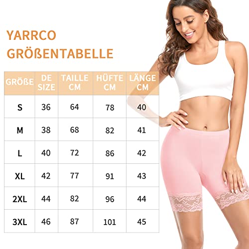 YARRCO Damen Unterhose Spitze Unter Rock Kurze Hose Unter Kleid Radlerhose Slipshorts Hohe Taille Shorts Boxershorts Kurze Leggings (Rosa,M)