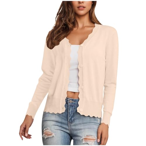 Women's Cardigan Sweater V Neck Lightweight Button Front Knit Tops Beige - image 1