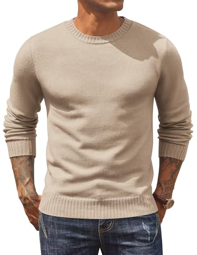 COOFANDY Men's Crewneck Sweaters Knit Dress Pullover Long Sleeve Lightweight Sweatshirt Casual Dress Sweater