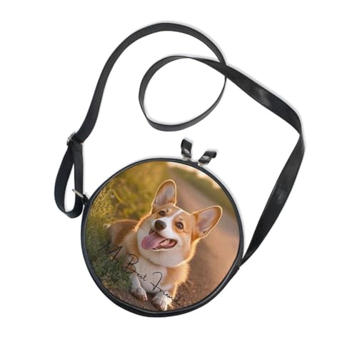 Personalized Photo Crossbody Handbag Purse for Women Round Canvas Purses Custom Shoulder Bag Her Gifts for Birthday New Year