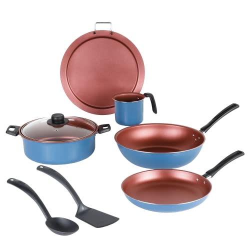 Listado de Bateria de cocina ekco favoritos de las personas. 50 Ekco | Batería de Cocina con Antiadherente 8 Piezas de Aluminio - Color Azul