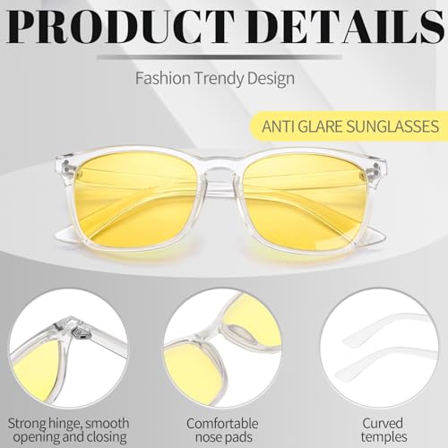 Image of Polarized Sunglasses for Women Men, Night Driving Glasses Anti Glare Yellow Lens UV 400 for Day Night Use