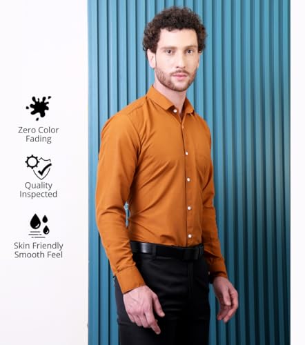 Image of CONTRARY Men's Pure Cotton Solid Stylish Casual & Formal Wear Shirt | Stylish Regular Fit Full Sleeve Comfortable Office Party Trendy Shirt - Multi Color