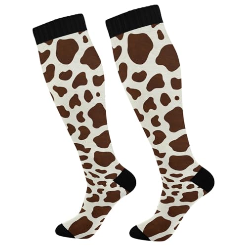 GakkiGii Milk Cow Pattern Compression Socks for Women & Men – Knee High Support for Running, Nurses, Travel, Workout – 1 Pair