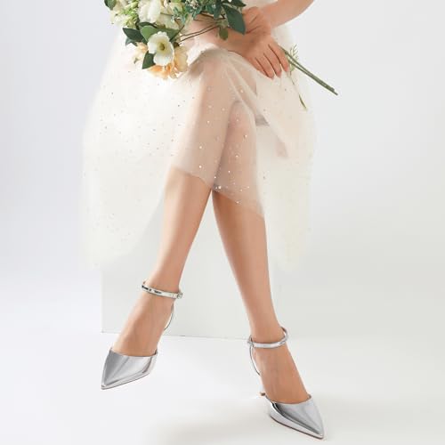 Image of Susanny Heels for Women Stiletto Closed Pointed Toe Backless Dress Shoes High Heels Sexy Kitten Pumps Wedding Guest Party Dance Prom Dressy Comfort Shoes