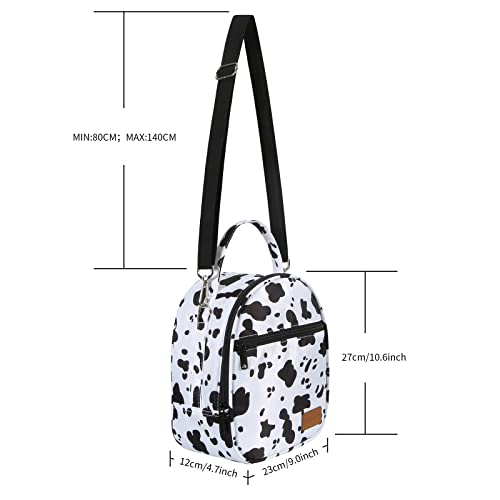 Joymee Lunch Box Insulated Lunch Bag Women Men Reusable Cooler Bag Adult Cute Lunch Tote Bags Organizer With Front Zipper Pocket,Adjustable Shoulder Strap For Work Office Picnic Travel,Cow Print White #TOP4