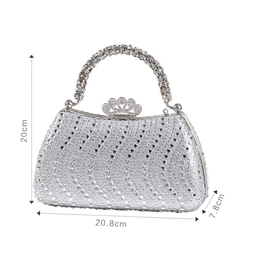 Image of Dreubea Womens Shiny Tote Evening Bag Fashion Rhinestone Decrated Handbag