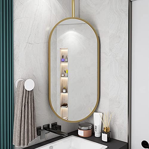 Miroir ovale à suspendre 50x70cm avec perche réglable et cadre en métal - 2