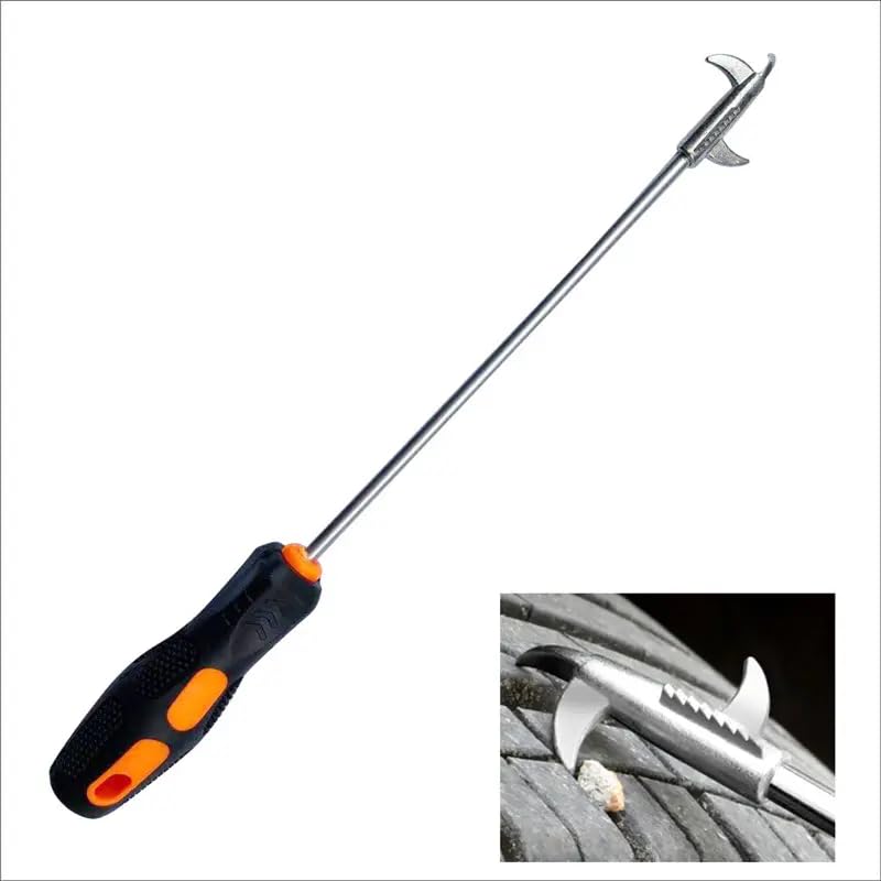 FlyTouch 2 in 1 Car Tire Stone Cleaning Hook | Tire Groove Stones Remover Tool Rust-Resistance for Car Tire Automotive Tire Cleaner Tire Maintenance Tool-image-24