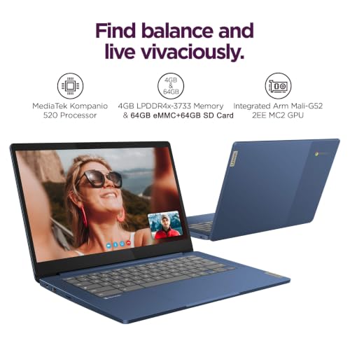 Image of Lenovo Chromebook 14 Touchscreen Laptop, MediaTek Kompanio 520, 4GB, 128GB