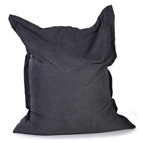 Relaxing Cube Bean Bag | Home Furniture Living Room | Lightweight Soft & Comfy | Jumbo Cord Square Foot Rest Beanbags Does Not Contain Filler Blue (Black)